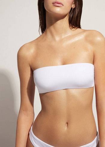 Calzedonia Gepolstert Bandeau Indonesia Eco rosa Bikinioberteile Damen Weiß | AT1802AP
