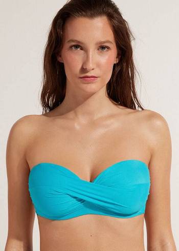Calzedonia Gepolstert Bandeau Indonesia Strapless Bikinioberteile Damen Türkis | AT1811ZG