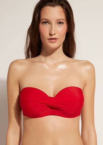Calzedonia Gepolstert Bandeau Indonesia Strapless Bikinioberteile Damen Rot | AT1812XF