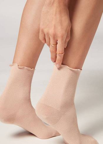 Calzedonia Gerippt Kurzes Socken Damen Khaki | AT2485VD