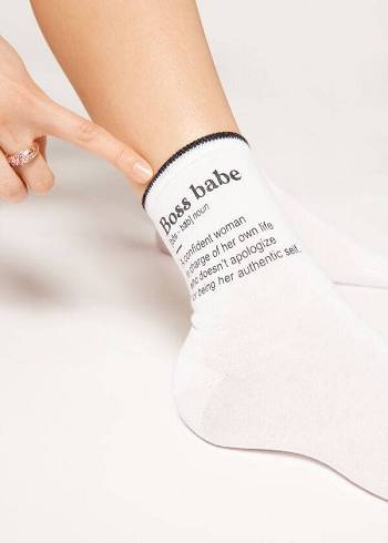 Calzedonia Girl Power Print Kurzes Socken Damen Weiß Schwarz | AT2437LH