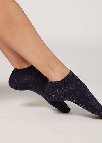 Calzedonia Glittery No-Show pop Socken Damen Blau | AT2293IS