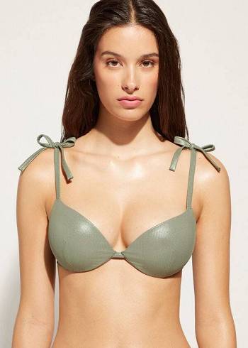 Calzedonia Graduated Gepolstert Push Up Antigua Bikinioberteile Damen Grün | AT1716EX