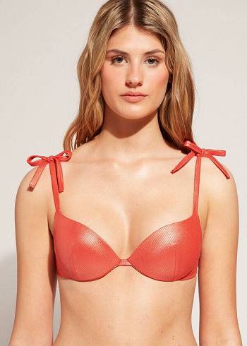 Calzedonia Graduated Gepolstert Push Up Antigua Bikinioberteile Damen Koralle Orange | AT1717RW