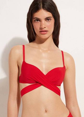 Calzedonia Graduated Gepolstert Push Up Indonesia Bikinioberteile Damen Rot | AT1725SO