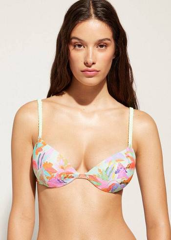 Calzedonia Graduated Gepolstert Push-Up Tahiti Bikinioberteile Damen Grün | AT1727FM