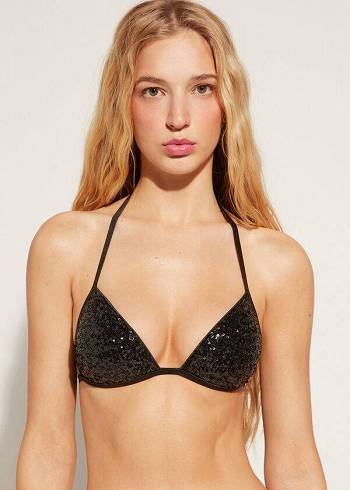 Calzedonia Graduated Gepolstert Triangle Cannes Bikinioberteile Damen Schwarz | AT1733ZG
