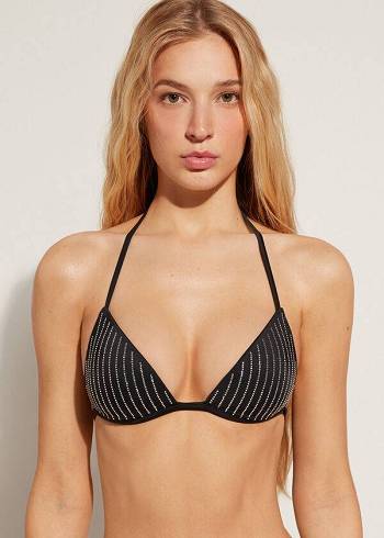Calzedonia Graduated Gepolstert Triangle Shanghai Bikinioberteile Damen Schwarz | AT1746UT