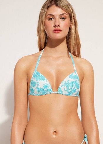 Calzedonia Graduated Gepolstert Triangle Sorrento Bikinioberteile Damen Blau | AT1750AP