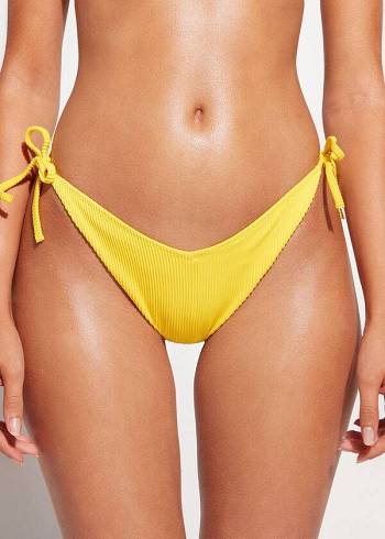 Calzedonia High Cut V-shaped Brazilian New York Bikinihosen Damen Gelb | AT1400NB