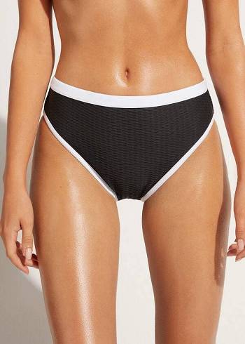 Calzedonia High Taille Coimbra Bikinihosen Damen Schwarz Weiß | AT1422XF