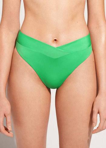 Calzedonia High-Taille V-Cut Brazilian Indonesia Bikinihosen Damen Grün | AT1462OR