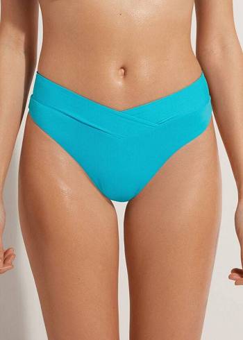 Calzedonia High-Taille V-Cut Brazilian Indonesia Bikinihosen Damen Türkis | AT1464AP
