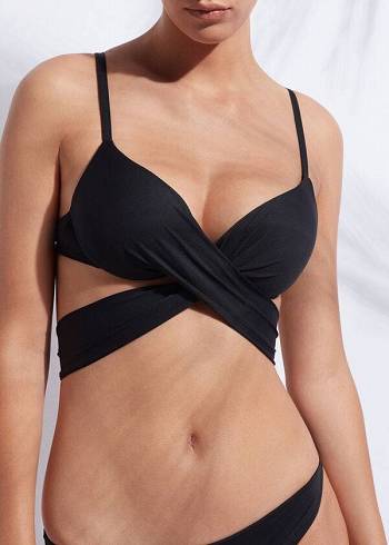 Calzedonia Indonesia Push Up Criss-Cross Straps Bikinioberteile Damen Schwarz | AT1774OR