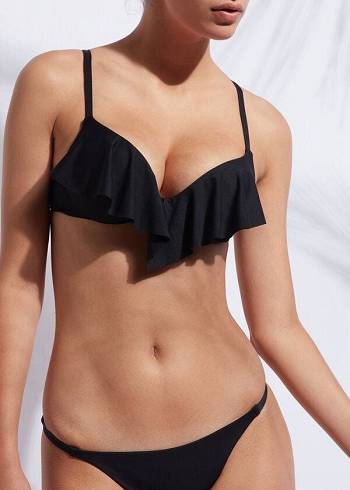 Calzedonia Indonesia Ultra Push Up Ruffle Bikinioberteile Damen Schwarz | AT1776AP
