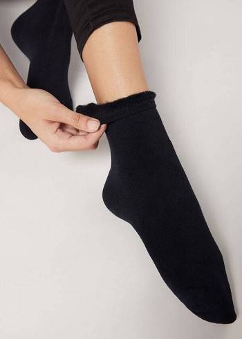 Calzedonia Kurzes Baumwoll Thermal Socken Damen Blau | AT2494FM