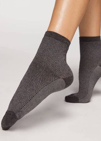 Calzedonia Kurzes Patterned Socken Damen Grau | AT2508MA