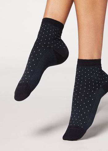 Calzedonia Kurzes Patterned Socken Damen Blau | AT2510BC