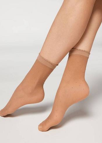 Calzedonia Kurzes Polka Dot Tulle Socken Damen Beige | AT2511VD