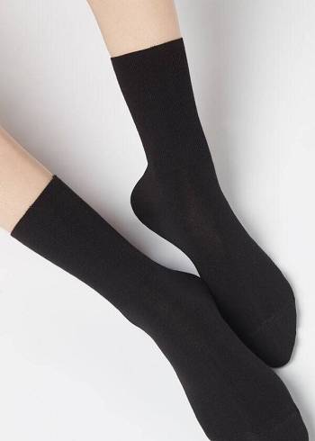 Calzedonia Kurzes in Baumwoll with Cashmere Socken Damen Schwarz | AT2497AP