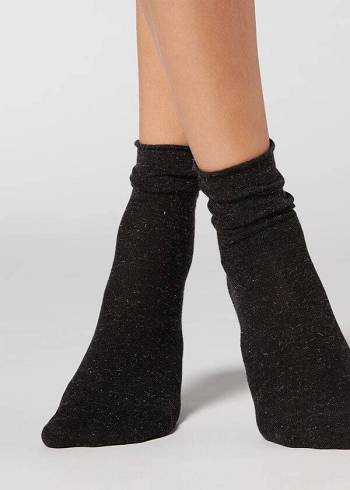 Calzedonia Kurzes with Cashmere Socken Damen Schwarz | AT2522SO