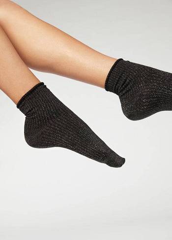 Calzedonia Kurzes with Glitter Socken Damen Schwarz | AT2525OR