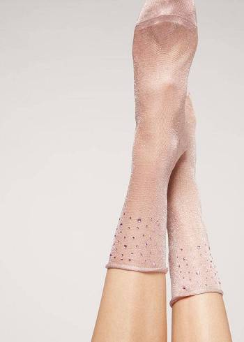 Calzedonia Kurzes with Glitter and Crystals Socken Damen Rosa | AT2527UT
