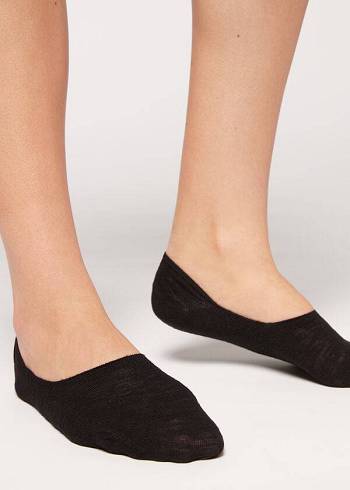 Calzedonia Linen and Viscose Invisible Socken Damen Schwarz | AT2217PQ