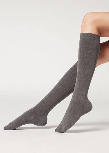 Calzedonia Long with Cashmere Socken Damen Grau | AT2250JJ