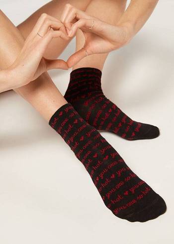 Calzedonia Love Pattern Kurzes Socken Damen Schwarz | AT2447OR