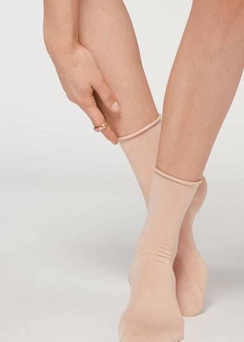 Calzedonia Non-Elastic Baumwoll Ankle Kurzes Socken Damen Beige | AT2460CE