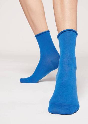Calzedonia Non-Elastic Baumwoll Ankle Kurzes Socken Damen Blau | AT2462ZG